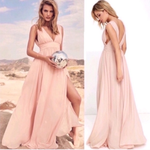 heavenly hues blush maxi dress
